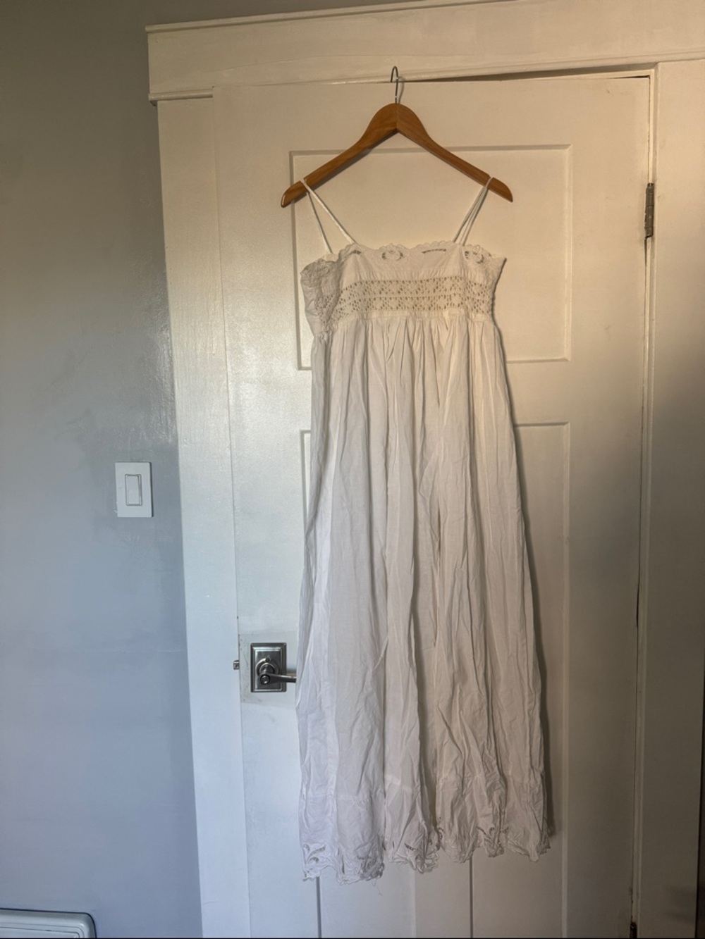 White Crochet-Trim Maxi Dress